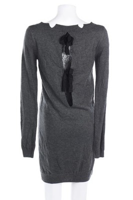 intimissimi Strickkleid Kleid Spitzen Einsatz S grau
