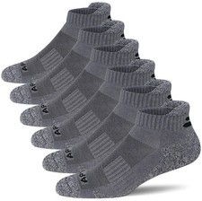 APTYID Men's Cushioned Athletic Running Ankle Socks 6 Pairs 9-12
