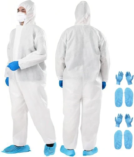 2 Sets Disposable Protective Coverall Hazmat Suit Hood Glove Shoe Cover - product listing photo