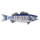 Vintage Fishing Bait Sign - Striped Bass Fish Porcelain Gas Pump Sign