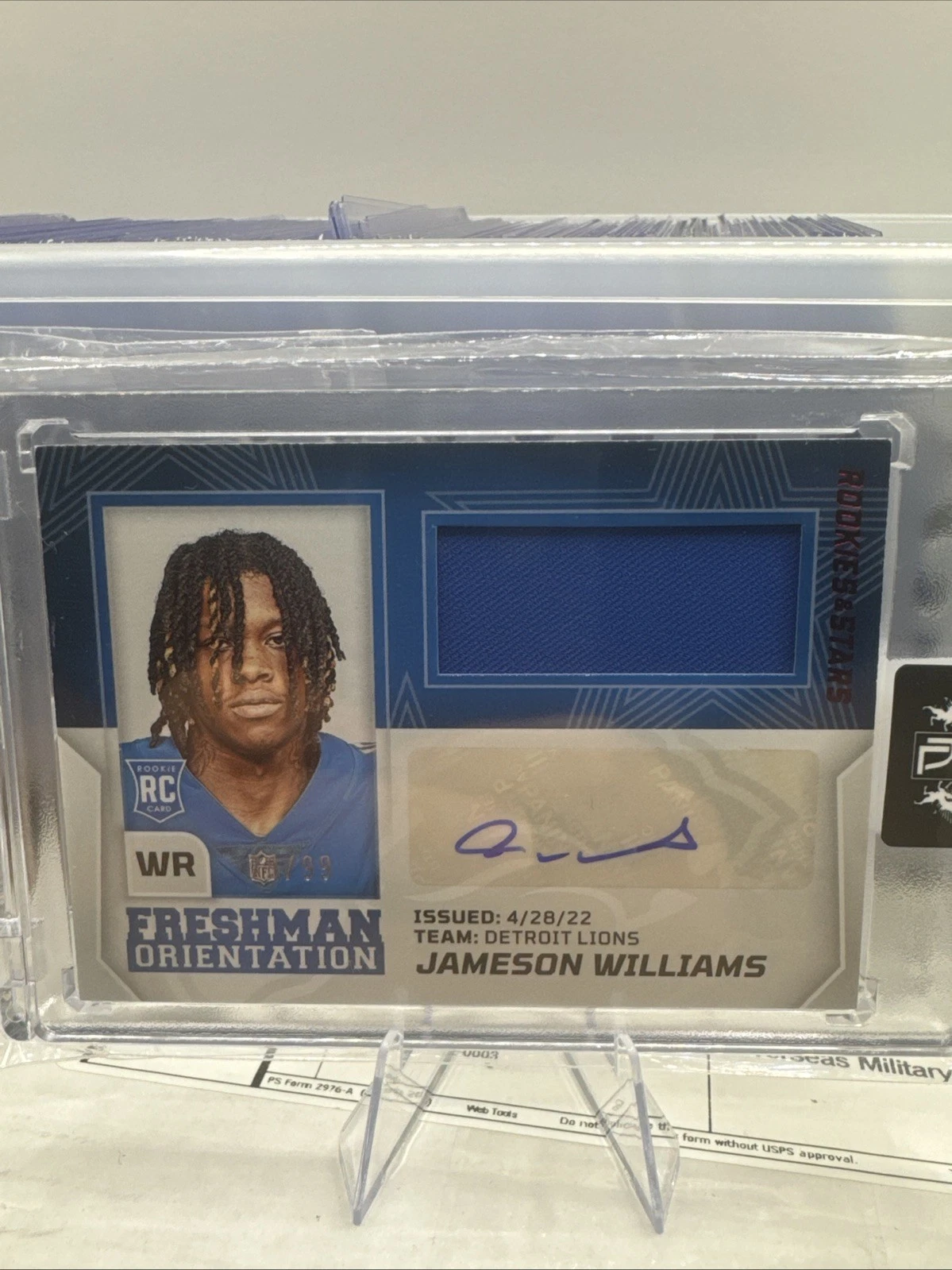 Jameson Williams Panini Rookies & Stars Freshman Orientation Autograph Relics #FOJW Base