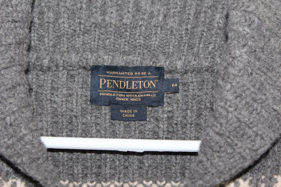 Pendleton Westerly Gray Wool Cardigan Sweater Jacket Cowichan Big Lebowski MED - Image 3 of 4