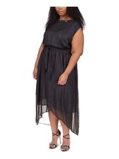 MICHAEL KORS Womens Black Tie Closure Grommets Sleeveless Maxi Dress Plus 1X