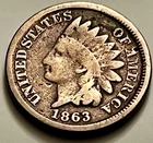 1863 Civil War Indian Head Cent Penny Antique US Coin Old Collection JC1803