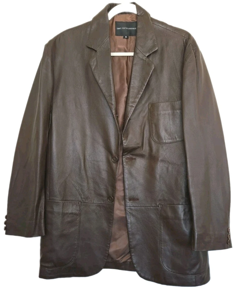 Saks Fifth Avenue Leather Outer Shell Coats, Jackets & Vests for