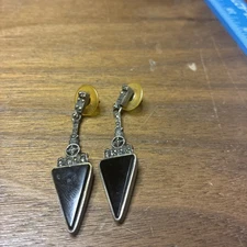 Vintage BOMA Sterling Silver & Onyx Dangle Earrings