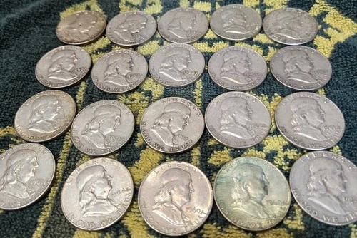 90% Junk Silver Franklin Half Dollar Lot $ 10 FV Less Then Melt 002