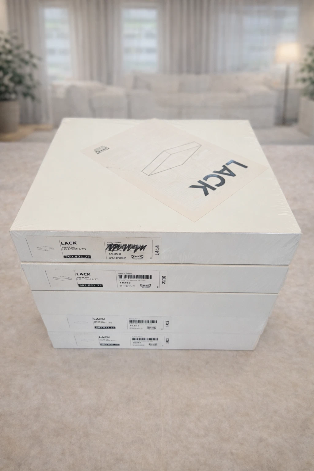 Lot of 5 New White IKEA LACK Floating Wall Shelf 30x26 cm (11 3/4") Sealed 16353