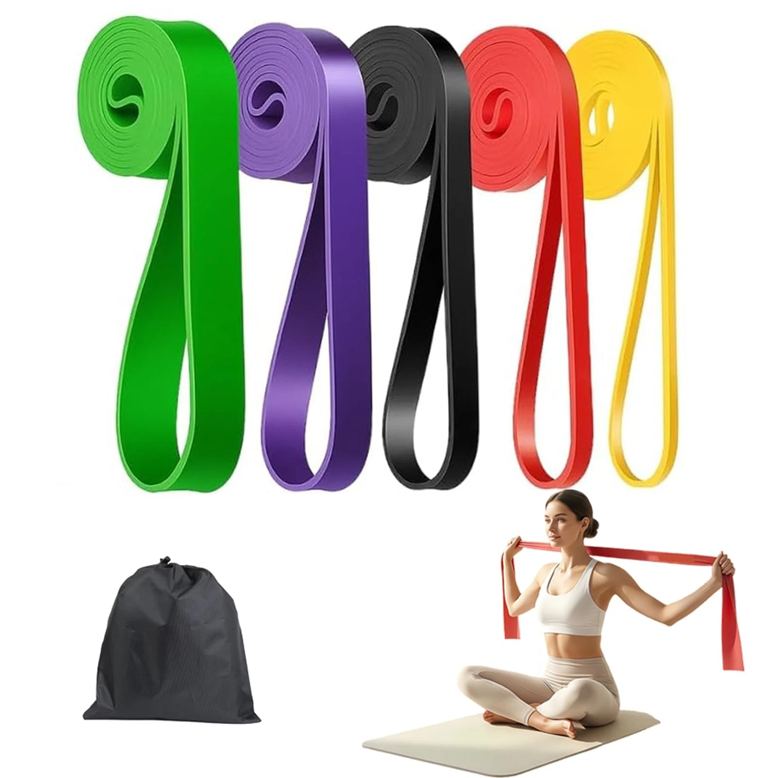Fitness Resistance Bands Set - 5 Levels Exercise Bands 5-125 lbs for Men Stre...