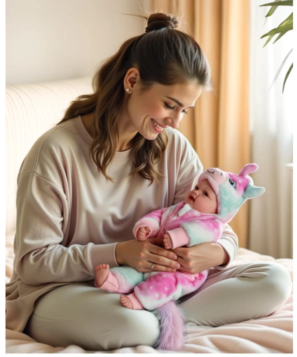 Muñeca bebé niña renacida de 17" - cuerpo de tela suave, extremidades posables, atuendo y accesorio Foto 4 de 4