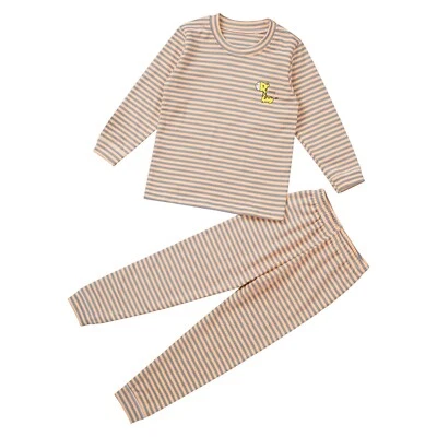 Boys Girls Thermal Pajamas/Lounge Wear Thicken Stripe Top With Pants 2pcs set
