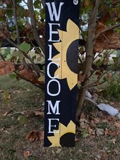 Homemade wood painting sunflower welcome signs