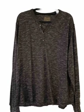 Lucky Brand Black Long Sleeve Henley XXL