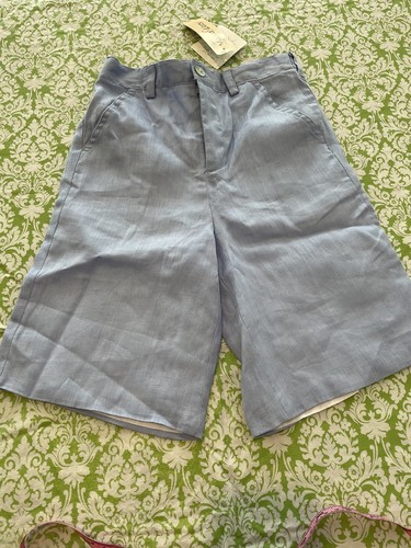 Little Boys Marco & Lizzy Linen Shorts Blue 7