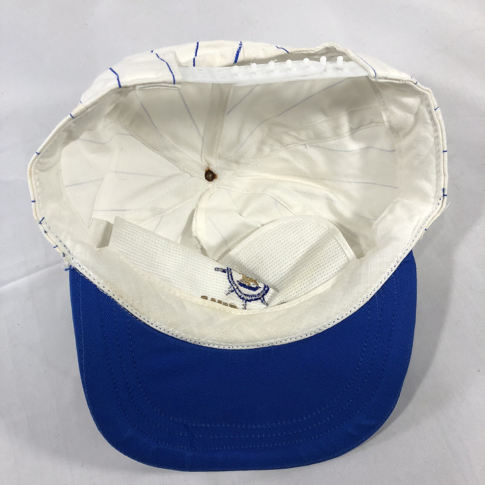 Vintage Cancun Mexico Pinstripes Souvenir Hat Cap Whi… Gem