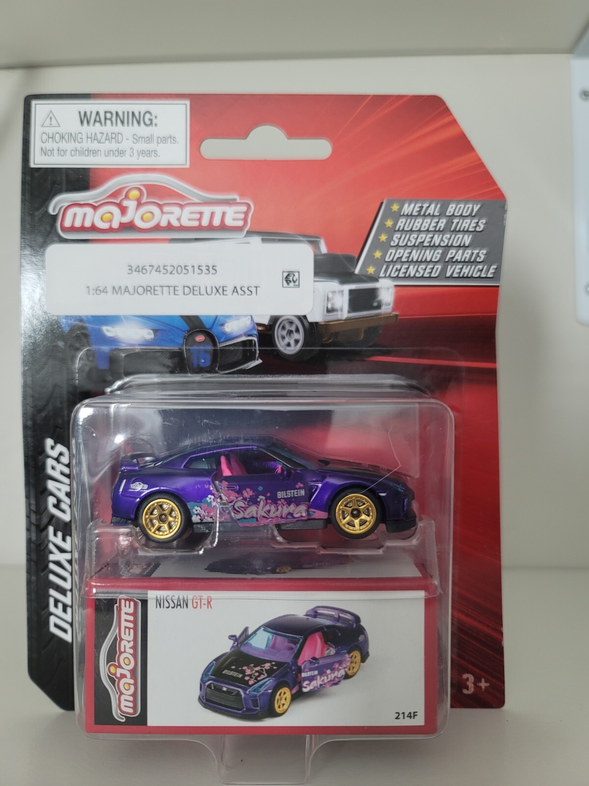 Majorette Deluxe Nissan GT-R Sakura Purple Pink with Rubber Tires MOC