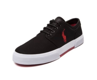 Polo Ralph Lauren RRL Felton Canvas Pony Sneakers Black Red Mens