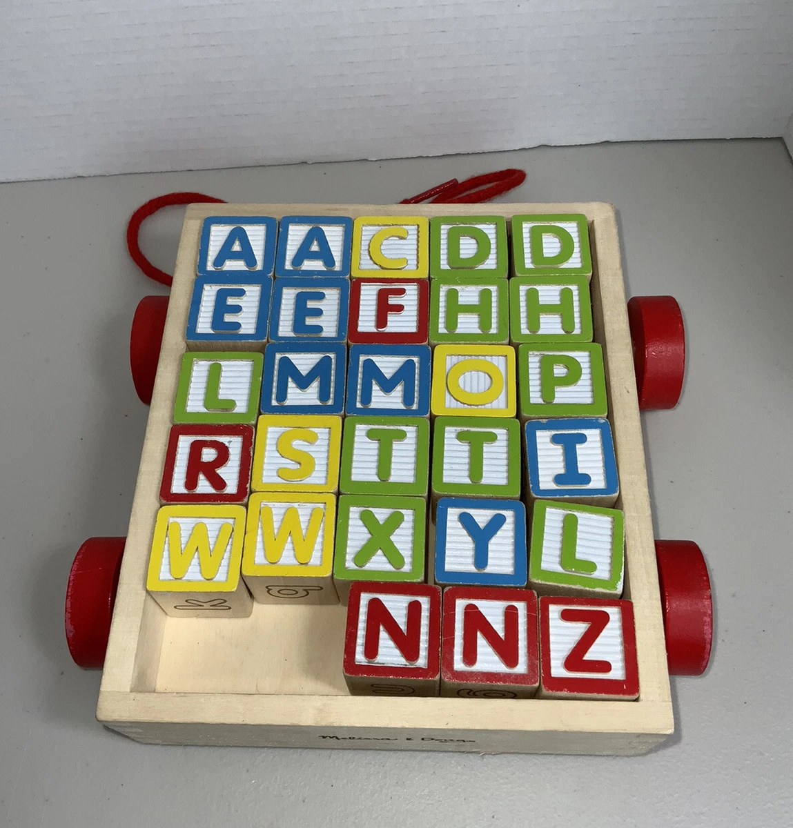 Lot Of Vintage Wood Letter Blocks, 28 Blocks Total, A B C Block