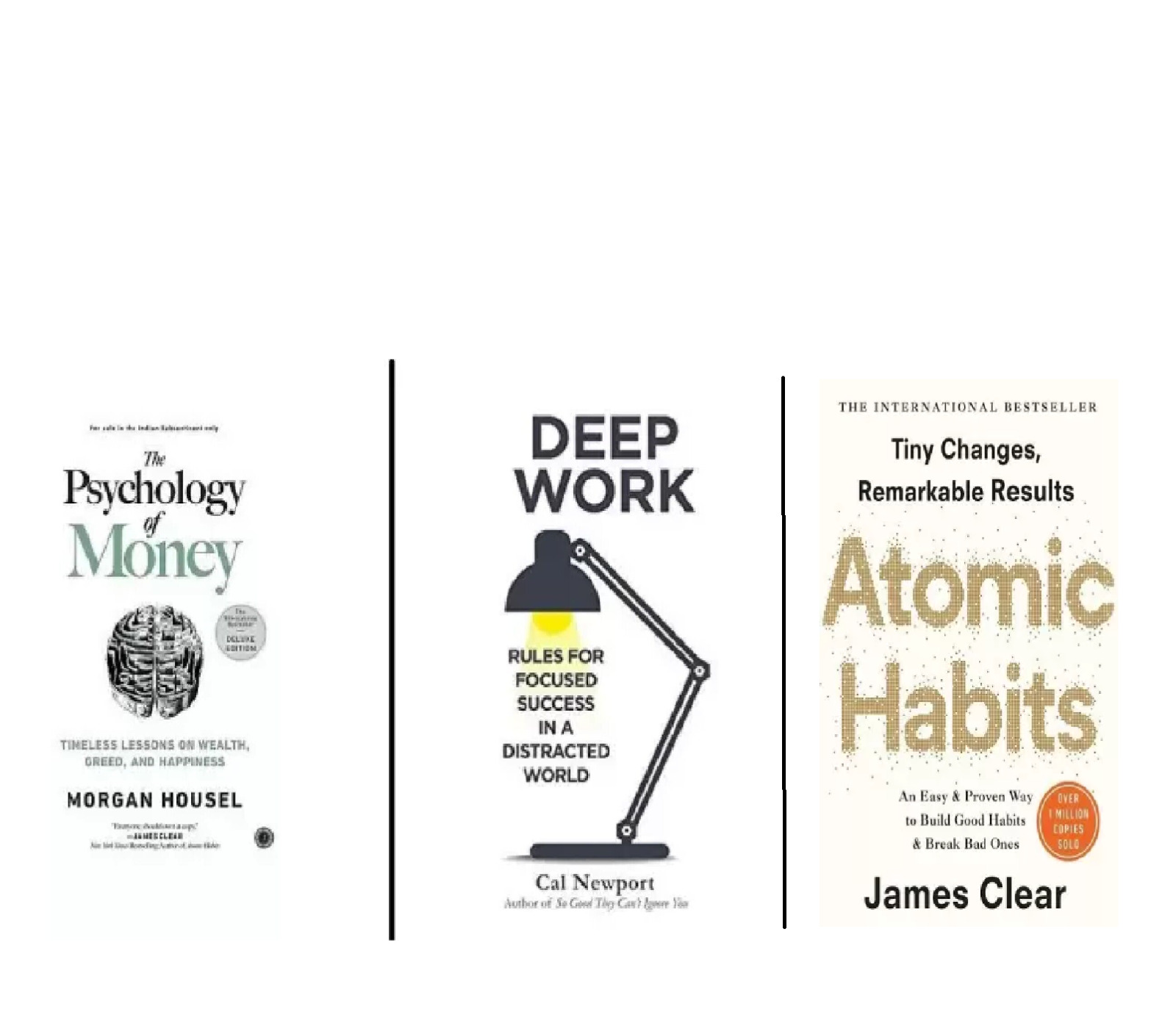 The Psychology of Money ,Deep work, Atomic Habits  Paperback 3 book set