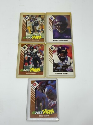 Lot of 5 1993 Kenner Starting Lineup Cards Junior Seau Chris Doleman Neil Smith