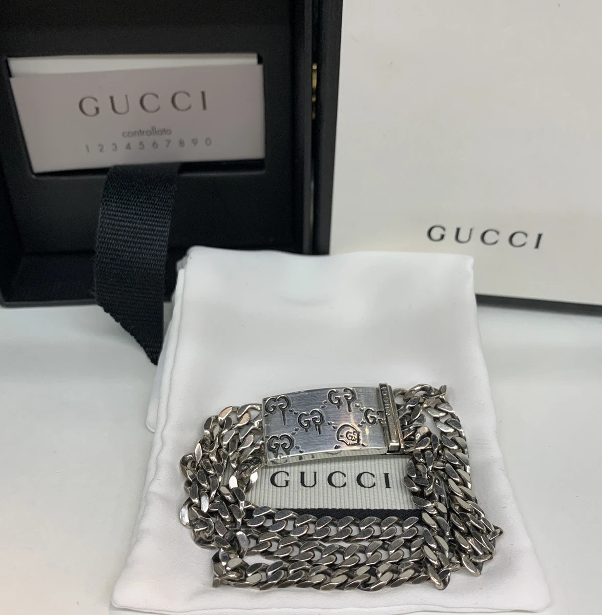 Gucci Ghost Multi Chain Bracelet in 925 Sterling Silver Authentic