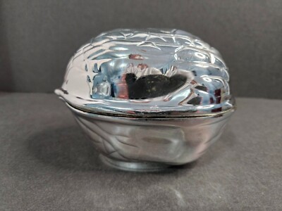 F.B. Rogers Silver Co. Vtg. Silver Plated Walnut Candy Dish Made in Japan Unused