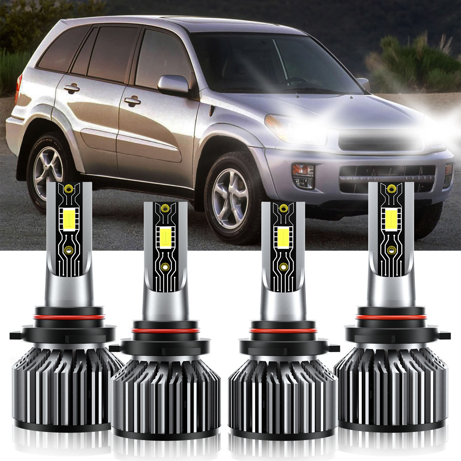 For Toyota RAV4 2013-2015 4X 9005+9005 LED Headlight Bulbs High Low Beam Combo