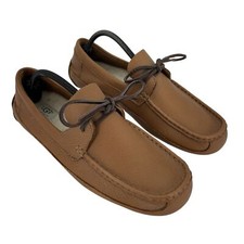 UGG Shoes Mens Size 11 Brown Leather Moccasin Loafer Slippers Shearling 1005240