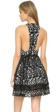 Alice + Olivia Mariel Racerback Lace Dress Guipure Black white Size 2 NWOT $698