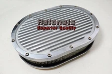 12" Oval Elite Aluminum Air Cleaner Finned Polish SBC BBC Eliminator Chevy Ford