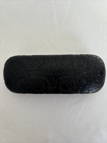 Christian Lacroix Black Embossed Hard Glasses Lunettes Case New!