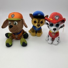 PAW PATROL PLUSH LOT OF 3 STUFFED ANIMAL BEANIE BABY TOY SUMA MARSHALL CHASE