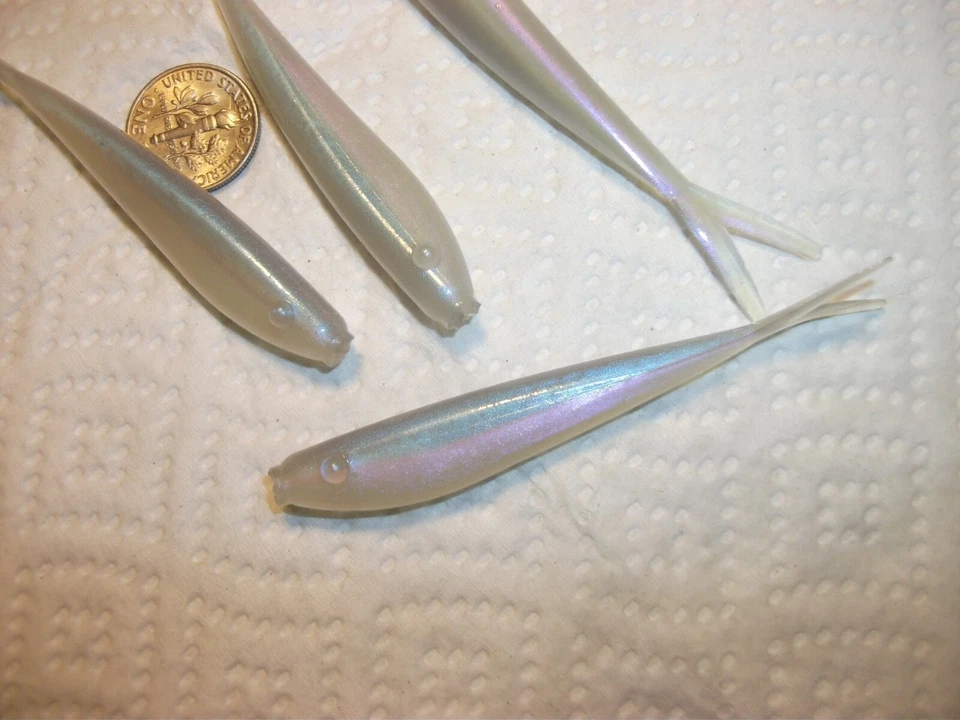 60-3"-crappie-bajo-panfish-plástico suave pececillos-plantillas-garvas-colas divididas-pelusas Foto 4 de 4