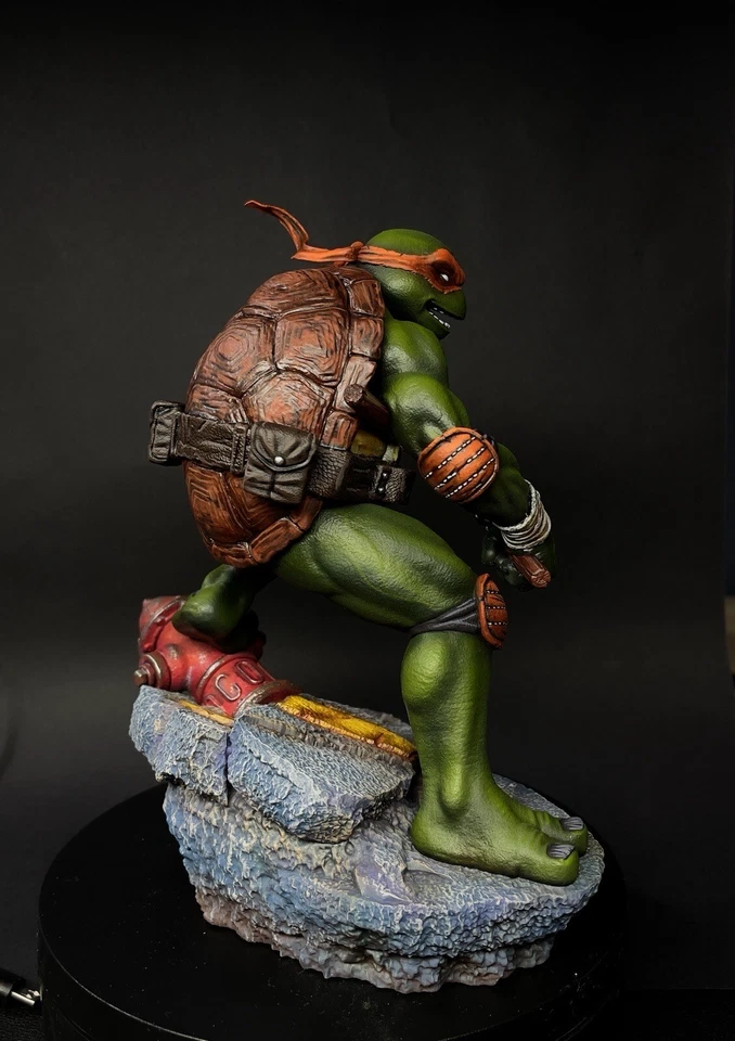 TMNT TEENAGE MUTANT NINJA TURTLES statue figure 1/10  MICHELANGELO  PRO PAINTED - Immagine 3 di 4
