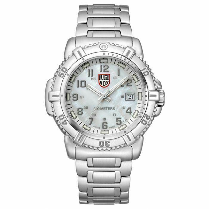 Luminox ホワイト クォーツ時計 Luminox Colormark 38mm Steel White MOP Dial Unisex Quartz Watch XS