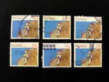 1990 AUSTRALIA SPORT SERIES II 65C ROCK CLIMBING - USED BULK LOT OF 6 STAMPS
