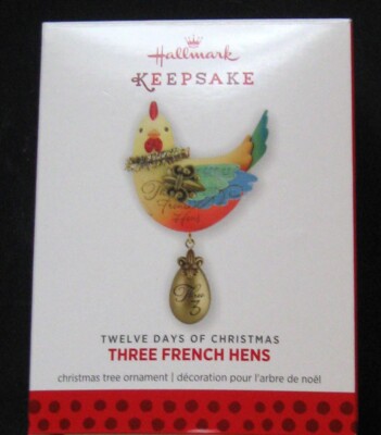 Hallmark Ornament 2013 3rd Twelve Days of Christmas Three French Hens MIMB