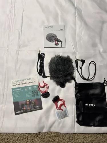Movo VXR10 Universal Video Microphone with Shock Mount, Deadcat Windscreen, Case