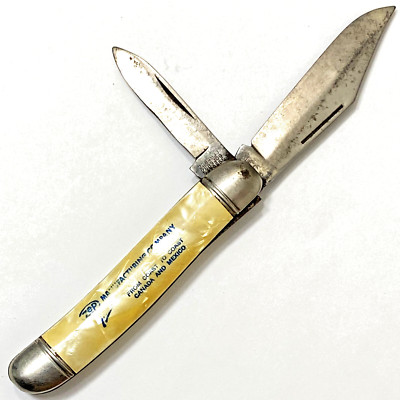 1950s Vtg Folding 2 Blade Pocket Knife Zep Mfg Co. Advertising US Pat. 2689400