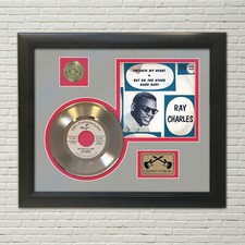 Ray Charles Unchain My Heart Framed Picture Sleeve Gold 45 Record Display