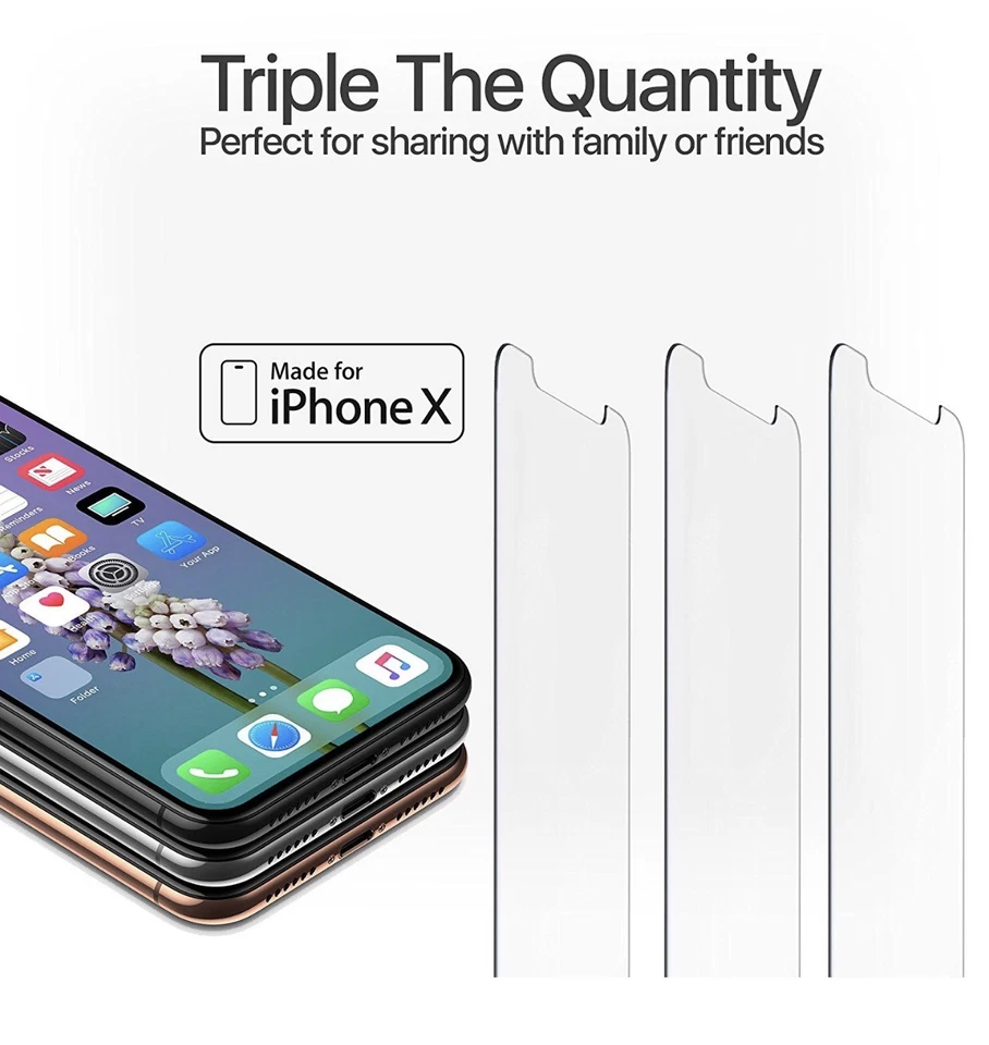 Протектор экрана iPhone X премиум закаленное стекло от Eneelo [3 шт. в упаковке] - Изображение 2 из 4