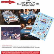 DECALS 1/43 REF 1214 LANCIA STRATOS DARNICHE RALLYE MONTE CARLO 1980 WRC RALLY