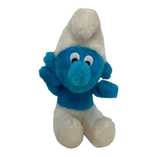 Vintage 1980 plush Smurf Stuffed Blue toy doll Peyo Wallace Berrie