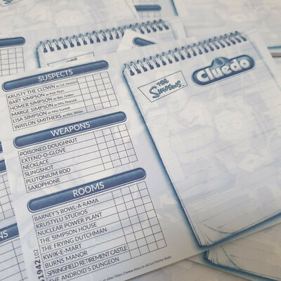 The Simpsons Cluedo Detektiv Notizen Notizblock doppelseitig - 25 Blatt Block 50 Seiten