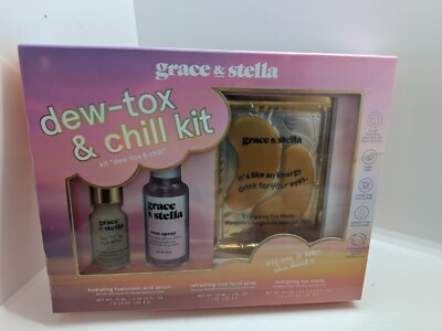 grace & stella Dew-Tox & Chill Skincare Gift Set Eye Masks Hyaluronic Acid Serum