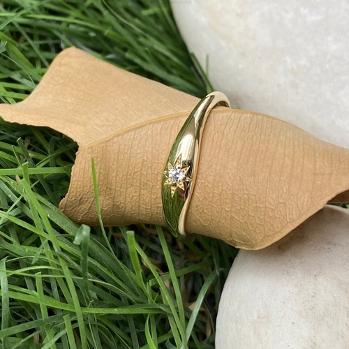 14k Yellow Gold Diamond Star Band Engagement Engagement Diamond Ring For Women - Picture 5 of 5