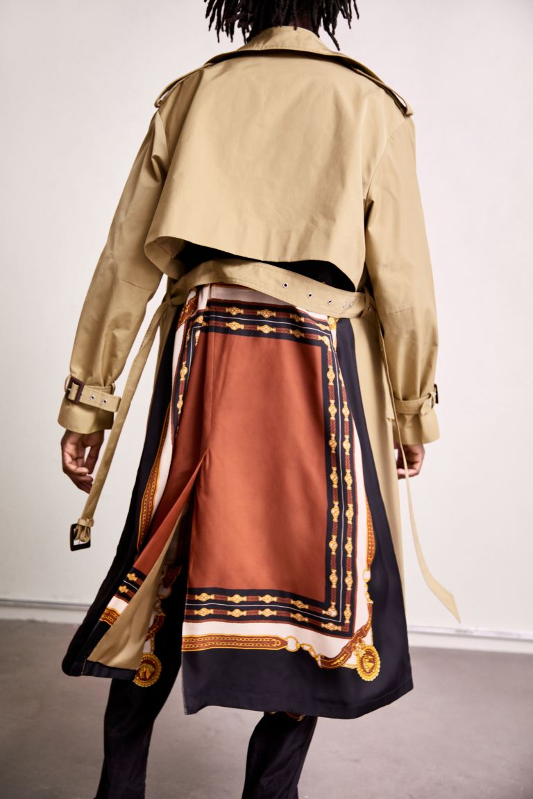 Toga Archives X H&M HM Patterned Scarf Trench Coat Unisex S L