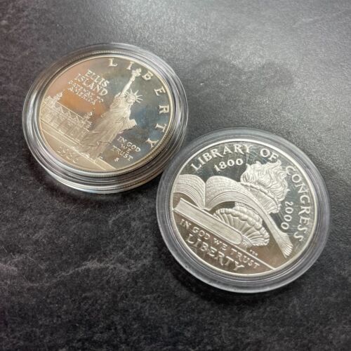 1986 S & 2000 P $1 US MINT PROOF 90% SILVER DOLLAR COMMORATIVE 2 COIN LOT - Picture 3 of 4