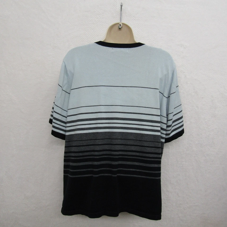 Blusa Top Vestido Granero Mujer Talla 18/20 Azul Negro Rayas Manga Corta Suelta Foto 4 de 4