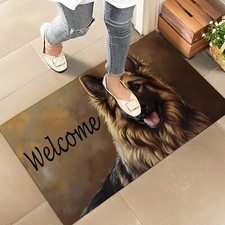Retro German Shepherd Welcome Indoor Door Mat   Stylish 17x29.5in Non-Woven F...
